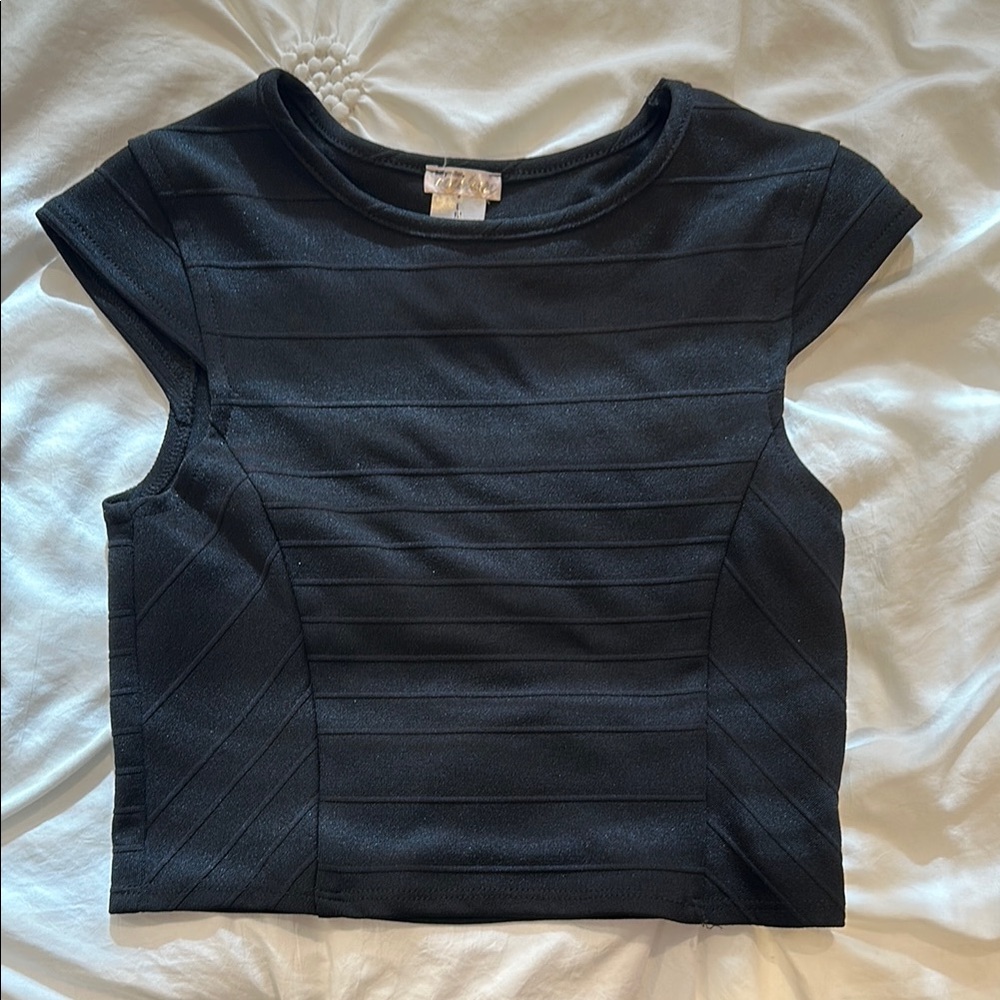 Sally Miller Couture Girls Black Cropped T-Shirt